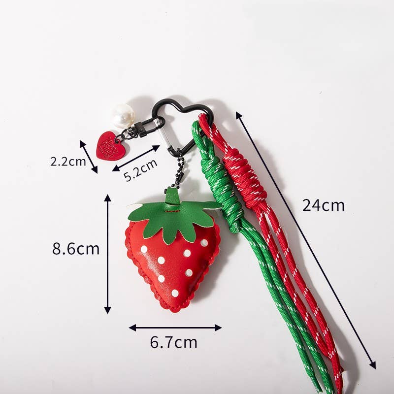 Stylish Leather Strawberry Bag Charm