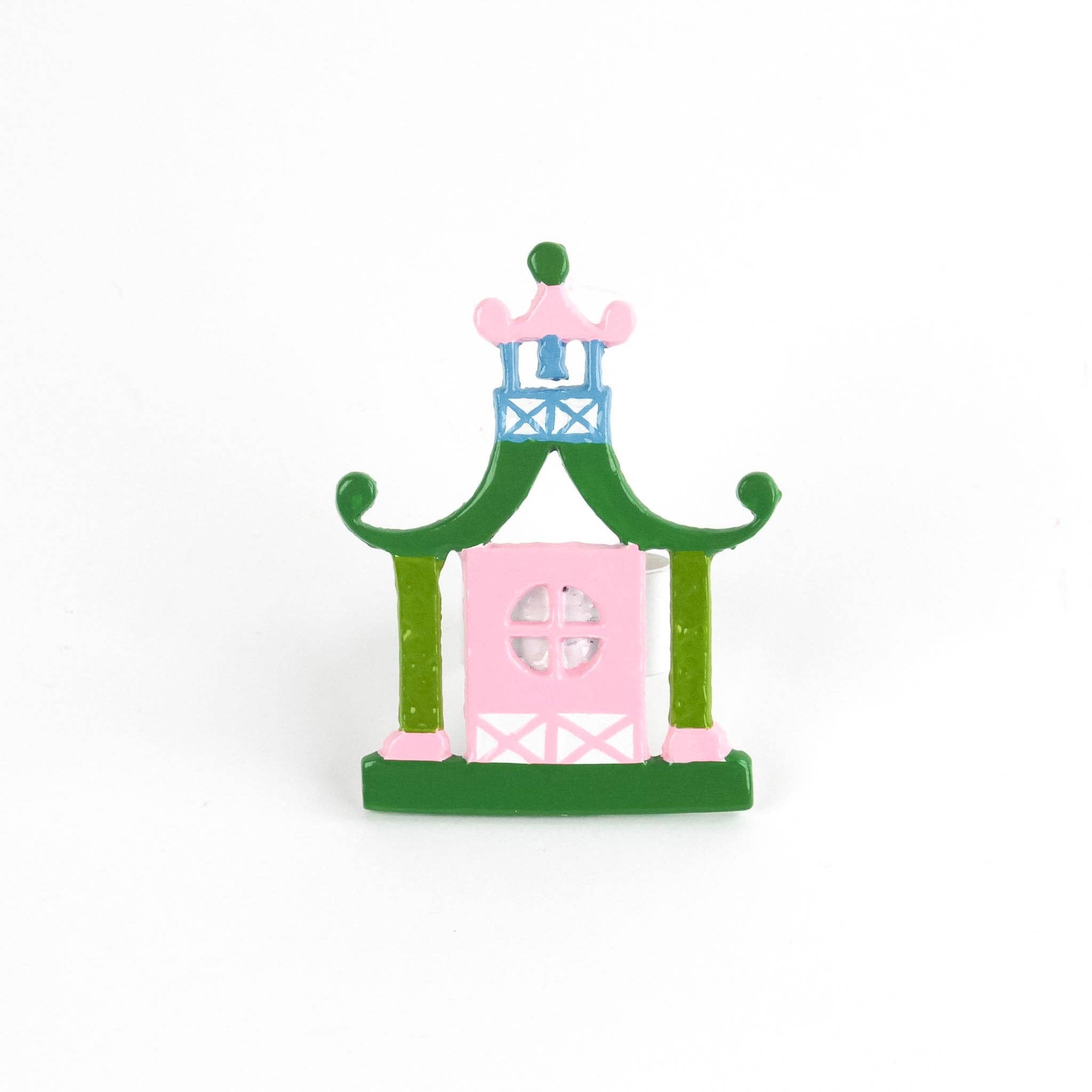 Chinoiserie Pagoda Napkin Rings Set of 4 | Table Decor