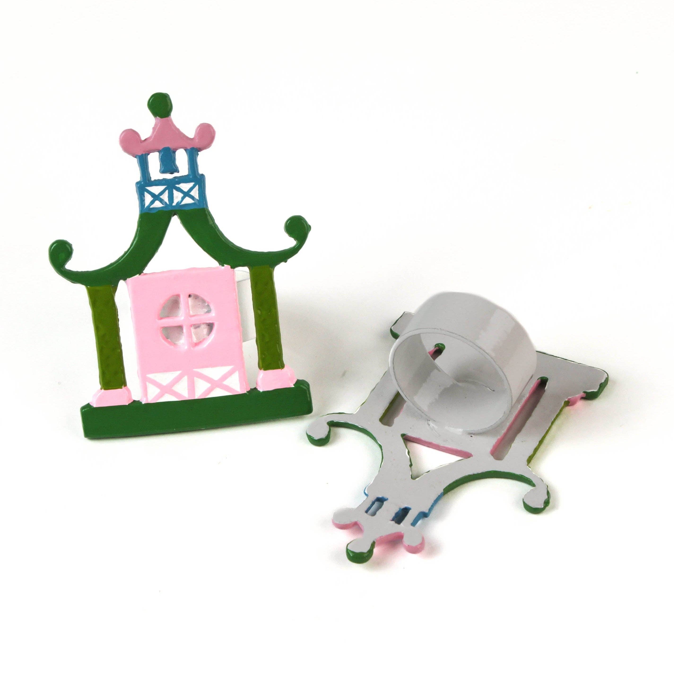 Chinoiserie Pagoda Napkin Rings Set of 4 | Table Decor