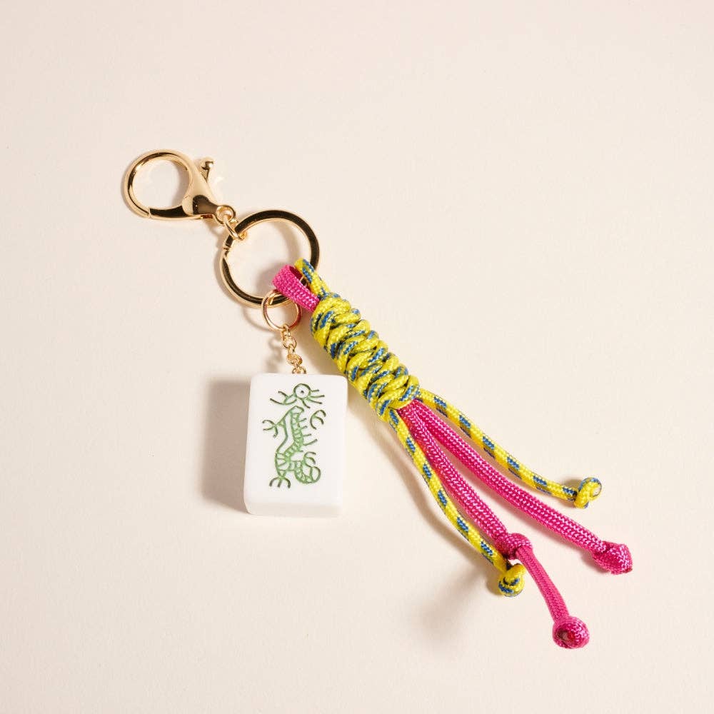 7 Inch Mahjong Dragon Tile Cord Keychain Bag Charm
