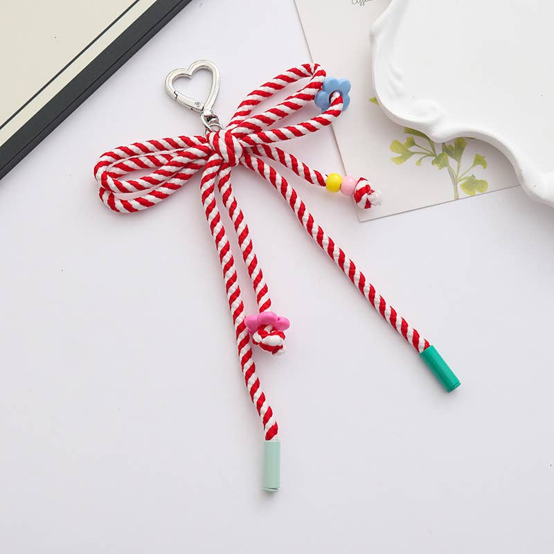 Candy-Colored Woven Bow Keychain Bag Charm
