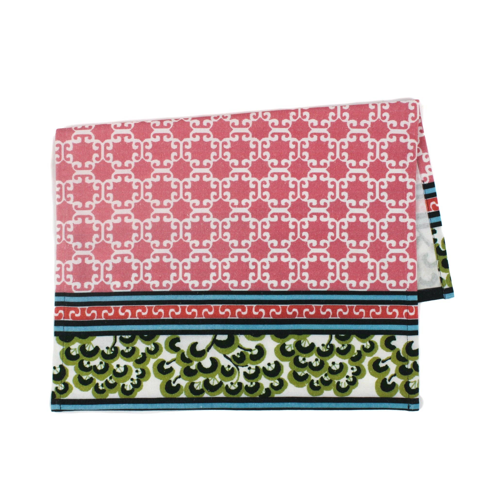 Pink Lattice Chinoiserie Tea Towel/Dish Towel/Guest Towel