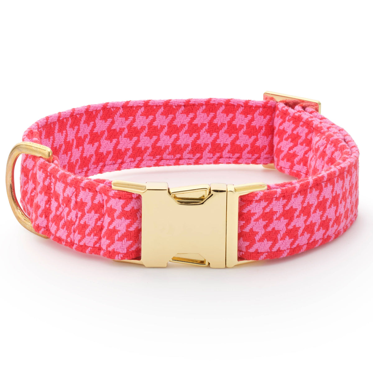 The Foggy Dog Pink and Red Houndstooth Dog Collar