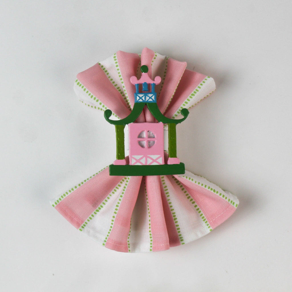 Chinoiserie Pagoda Napkin Rings Set of 4 | Table Decor