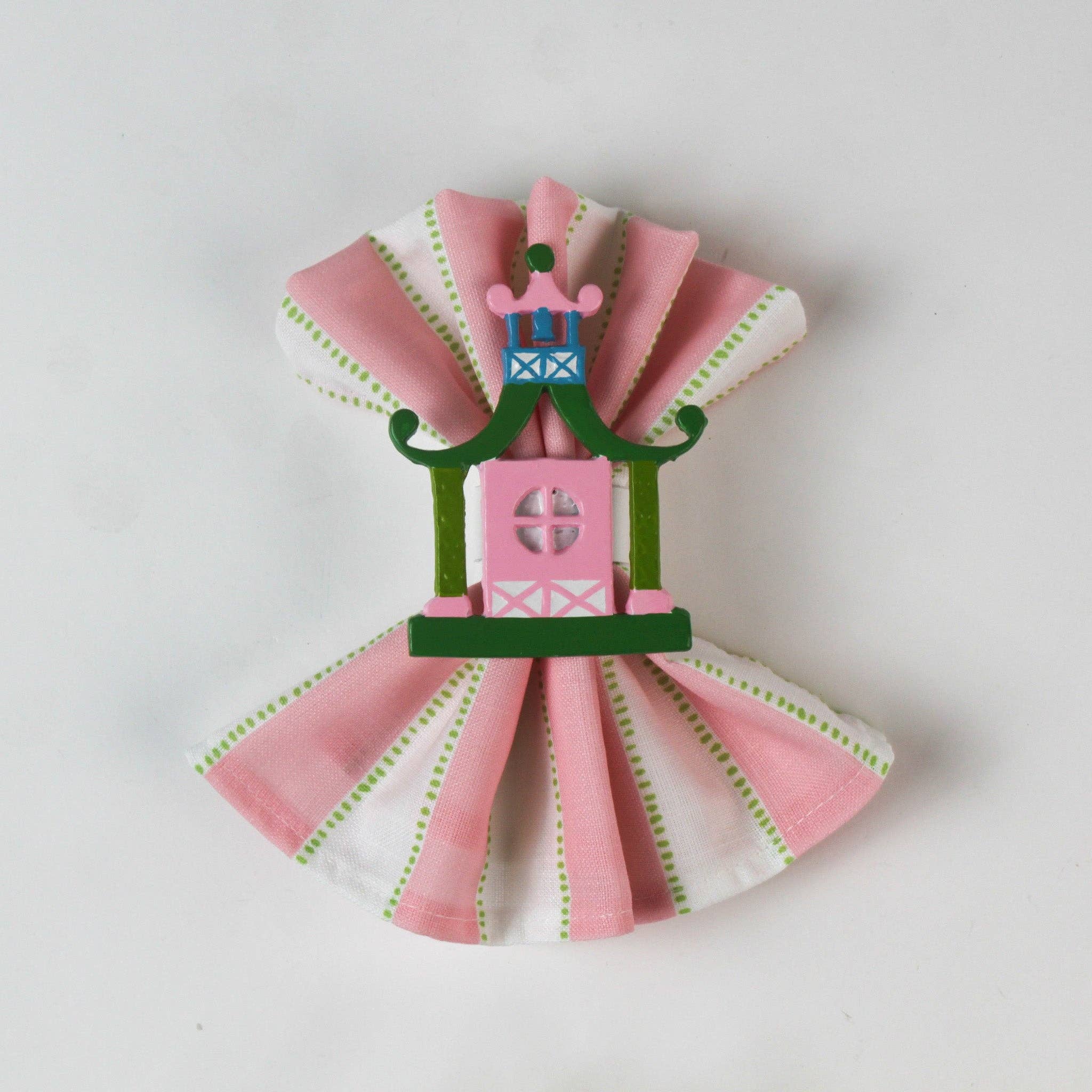 Chinoiserie Pagoda Napkin Rings Set of 4 | Table Decor