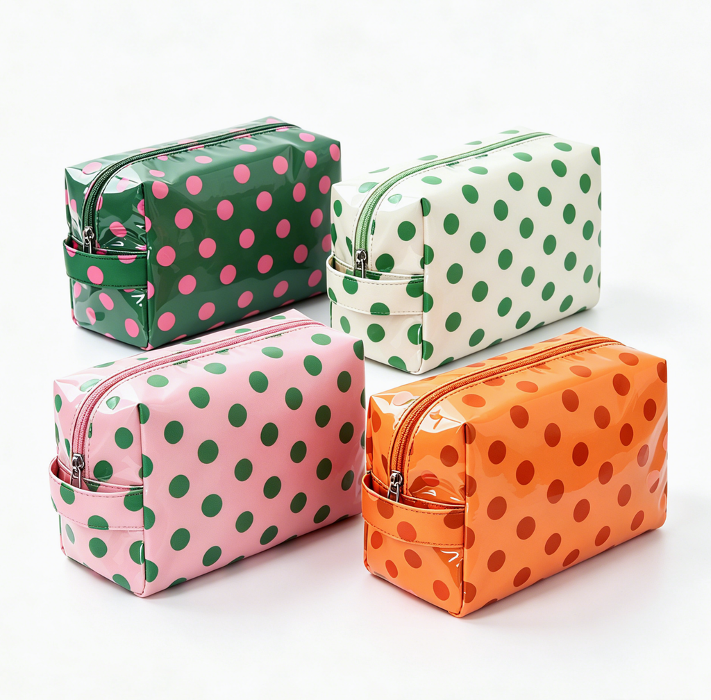 Polka Dot Makeup Bag Stripe PVC Cosmetic Pouch