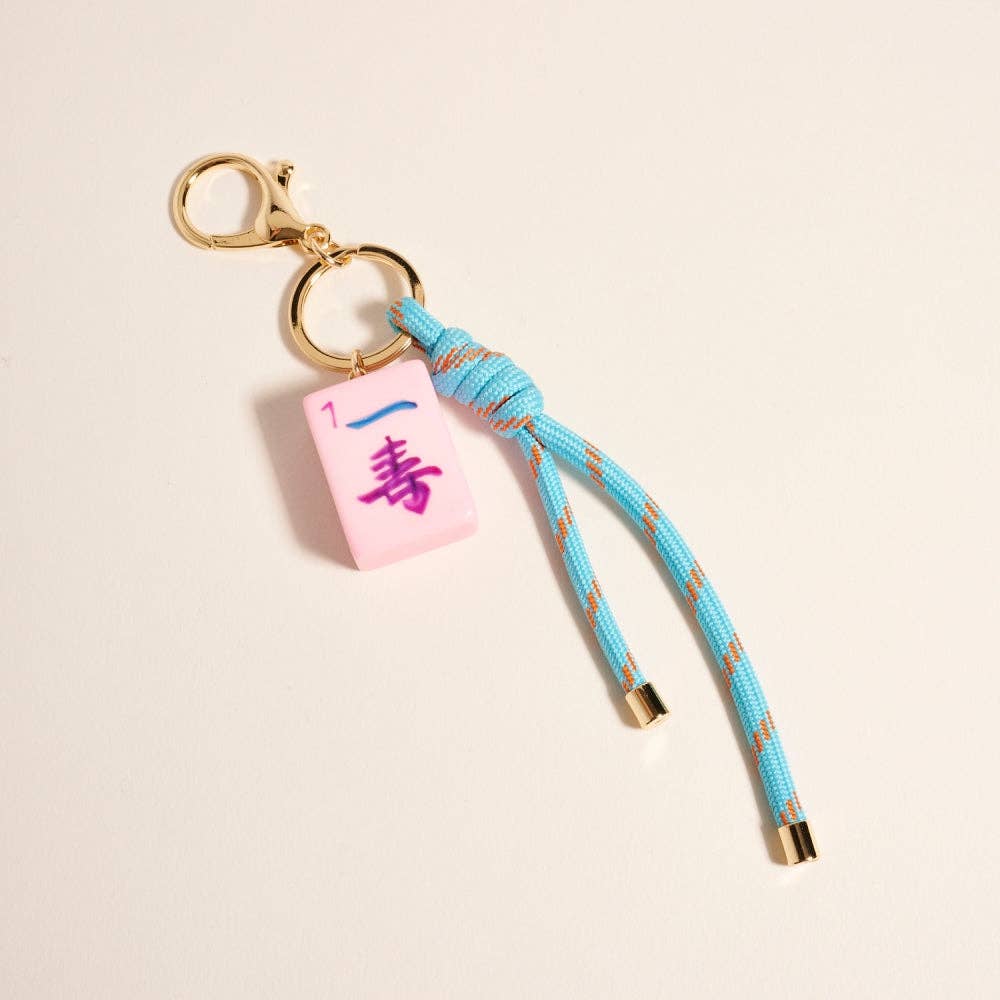 7 Inch Mahjong Symbol Tile Cord Keychain Bag Charm