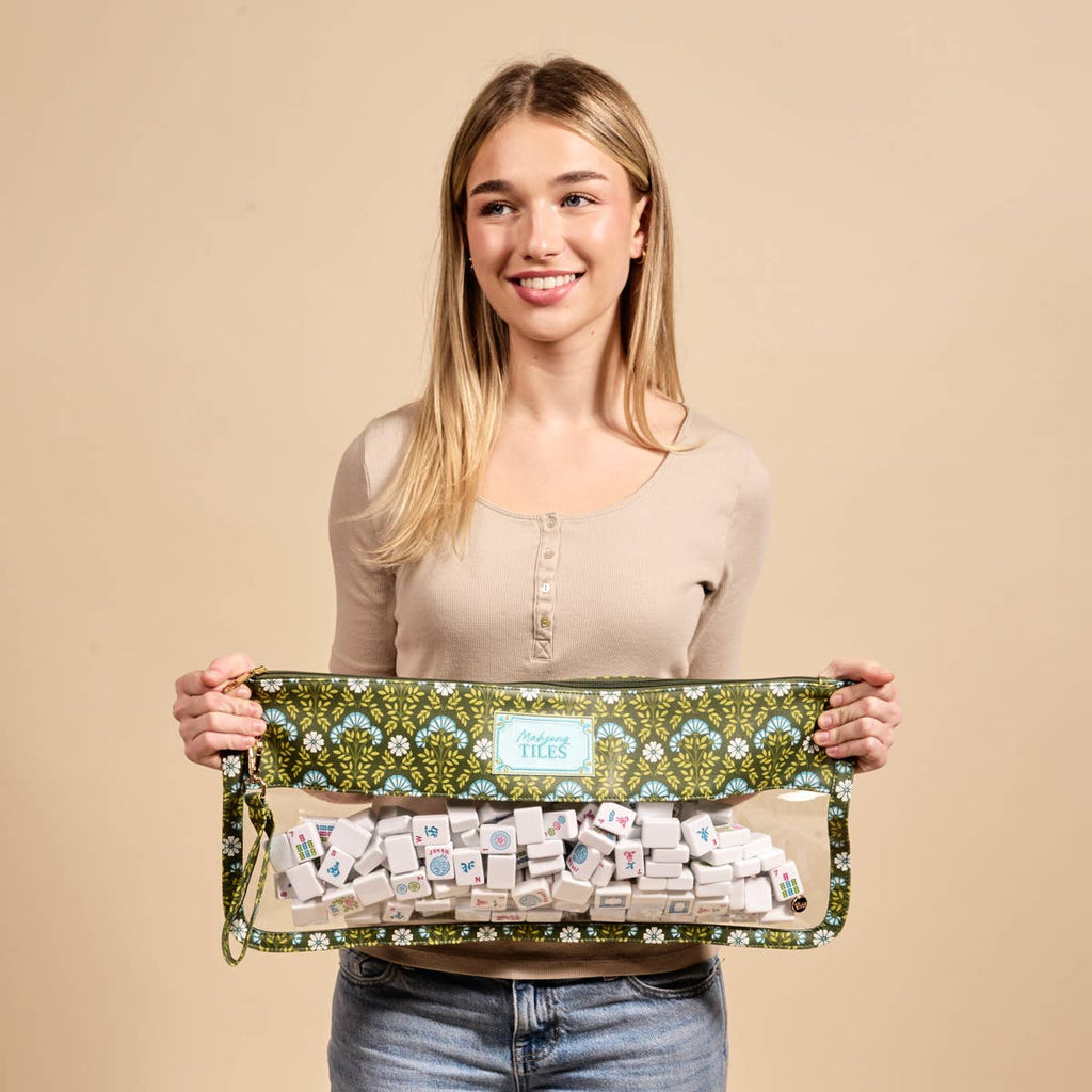 Mahjong Tile Keeper Pouch–Everbloom Forest Green