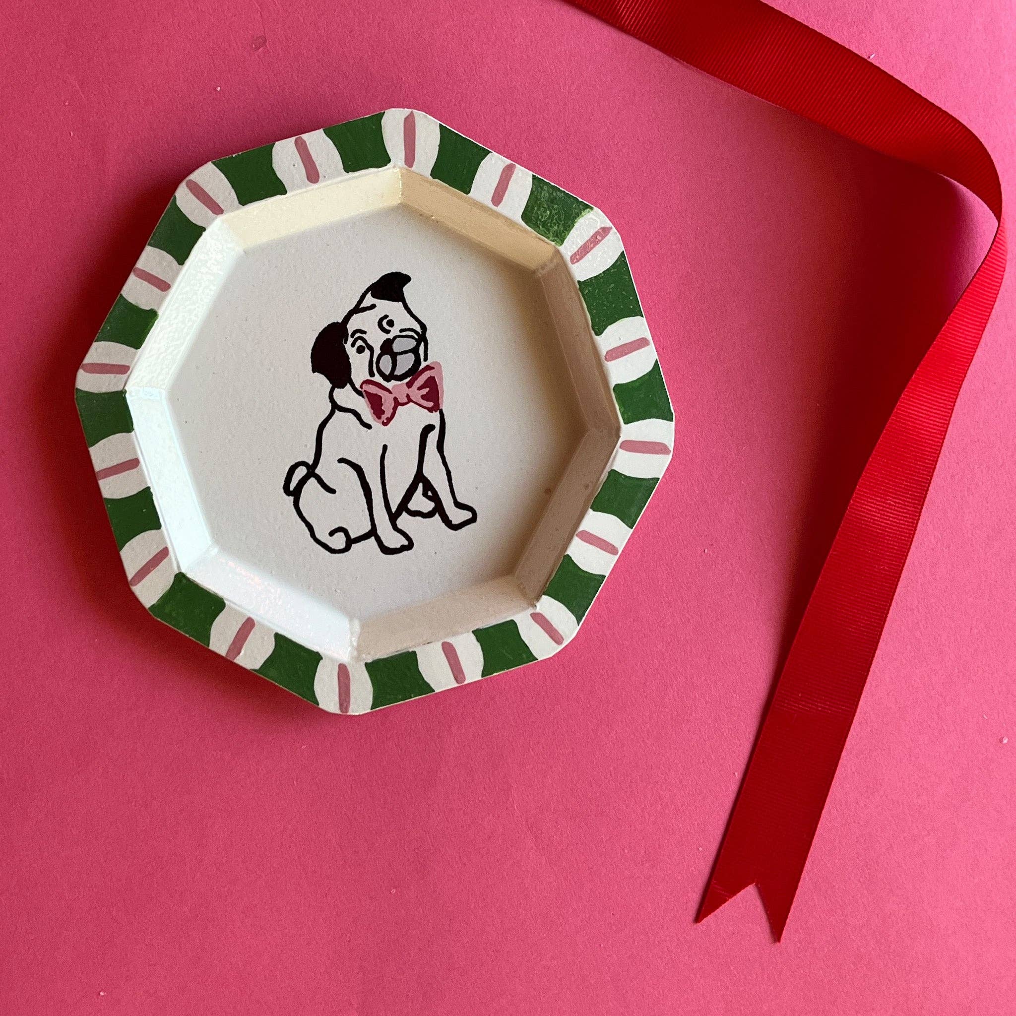 Pug Hand-Painted Tole Metal Trinket Tray | Dogs | Pet Lovers