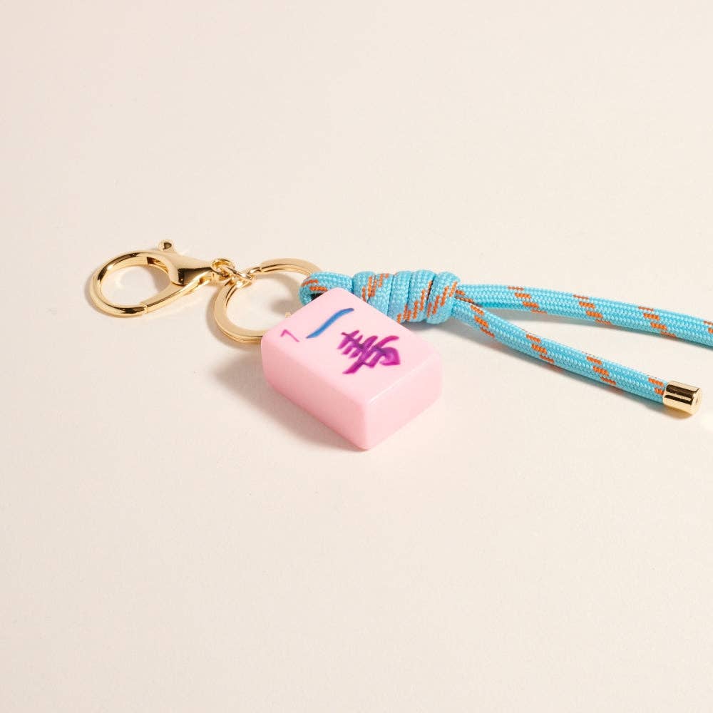 7 Inch Mahjong Symbol Tile Cord Keychain Bag Charm