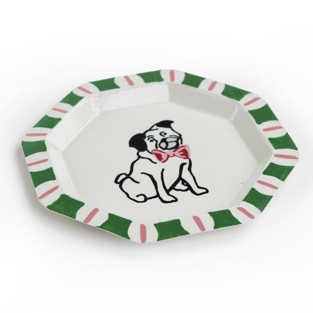 Pug Hand-Painted Tole Metal Trinket Tray | Dogs | Pet Lovers
