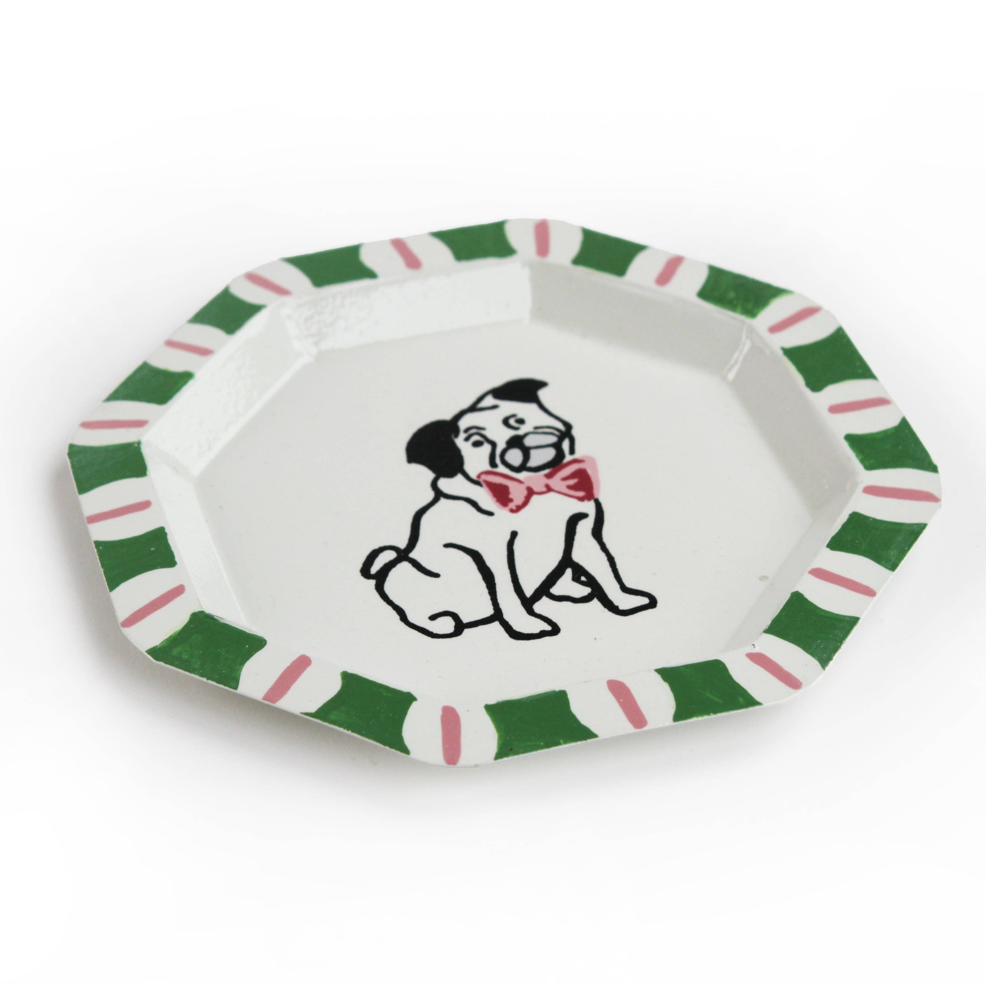 Pug Hand-Painted Tole Metal Trinket Tray | Dogs | Pet Lovers