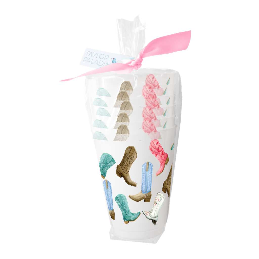 Colorful Cowboy Boots Frosted Cups